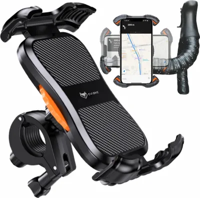Produktbild von Uchwyt na telefon na kierownice 360 stopni rowerowy motocyklowy, regulowany czarny