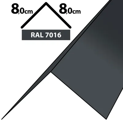 Produktbild von 2m Winkelblech Kantblech Kante Blechwinkel pulverbeschichtetes 0,5mm Zuschnitt 16cm RAL-7016 Graphit