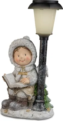 Produktbild von Deko Engel mit Laterne LED + Timer Kinder Schutzengel Skulptur Figur Objekt Elfe