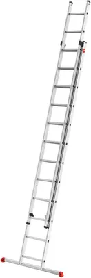 Imagen del producto de Silecomplaza S80 ProfiStep Duo: Escalera de aluminio deslizante con 2 secciones, cada una con 12 escalones, con capacidad de carga de hasta 150 kg. Sistema de fijación con seguro, escalones ajustables en altura, escalera de aluminio fabricada en Alemania, resistente a la corrosión, color plateado