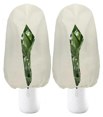 Image de Protection hivernale pour plantes, housse de 80 x 120 cm avec fermeture éclair et cordon de serrage, lot de 2