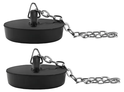 Productafbeelding van Twee-delige afvoerstoppeling, spoelbakstopper met haak en ketting, geschikt voor keuken, badkamer en badkuip (zwart)