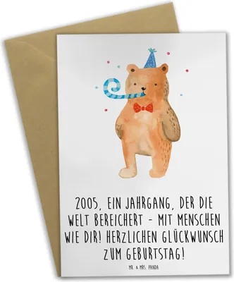Produktbild von Mr. & Mrs. Panda Glückwunschkarte 2005 Geburtstag - Weiß - Geschenk, Geburtsjahr, Liebevoll gestaltete Geschenke, vatertagskarte, herzlichen Glückwunsch, Feier, Alter