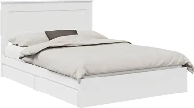 Imagen del producto de Cama con almacenamiento y cabecero, color blanco, 140 x 190 cm, fabricada en material de madera