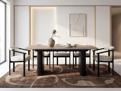 Produktbild von Ausziehbarer Rechteckiger Esstisch – XXL Modernes Design mit Schwarzem Metallgestell – für 8-12 Personen, 180 x 90 / 280 cm – Kaschmir