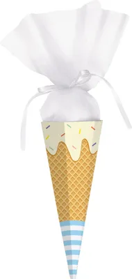 Produktbild von Schultüte für Kinder zur Einschulung mit Tüll – Kleine Zuckertüte für Geschwister (Eis)