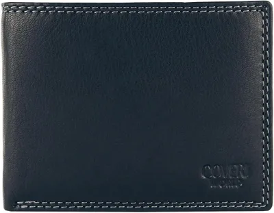 Produktbild von Herren Geldbörse, Echtleder, blau, 12 x 9,5 x 2,5 cm, 2 Geldscheinfächer, für Alltag