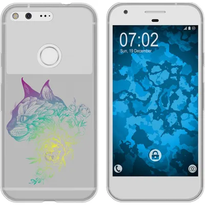 Produktbild von PhoneNatic Case kompatibel mit Google Pixel Silikon-Hülle Floral Katze M2-4