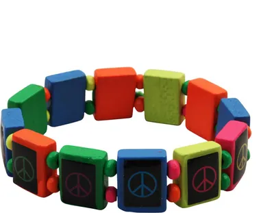 Produktbild von Holzarmband - Peace - bunt