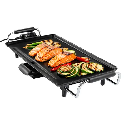 Produktbild von Kochmann Elektrischer Teppanyaki Tischgrill – 2000W Grillplatte mit Granit-Antihaftbeschichtung, Stufenlose Temperaturregelung, Öl-Abtropfsystem