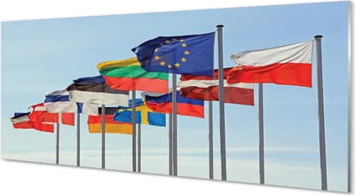 Produktbild von Glasbilder 125x50 Wandkunst Viele Flaggen