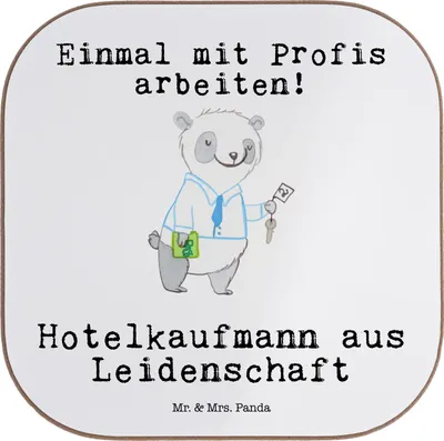 Produktbild von Mr. & Mrs. Panda Untersetzer für Gläser Hotelkaufmann Leidenschaft - Weiß - Geschenk, Ausbildung, Hotelfachmann, bieruntersetzer, Lustig, Witzig, Spruch, Coaster