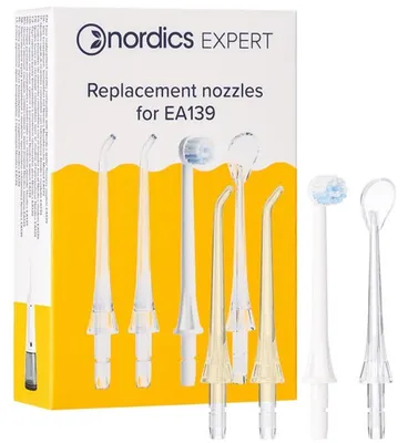 Obrázok produktu pre Sada 4 ks náhradných trysiek na zubnú sprchu Nordics EA139, komplexná ústna hygiena, priehľadné