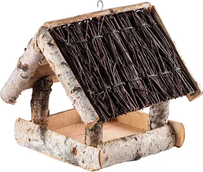 Image de Mangeoire pour oiseaux - Station d'alimentation - Bois de bouleau - 26 x 25 cm - Blanc - Pour oiseaux sauvages