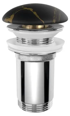 Immagine prodotto di Set di scarico per lavabo 5/4", click-clack, tappo in Vetroceramica, 10-50 mm, marmo Portoro