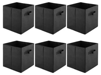 Image de Lot de 6 boîtes de rangement en tissu avec poignées