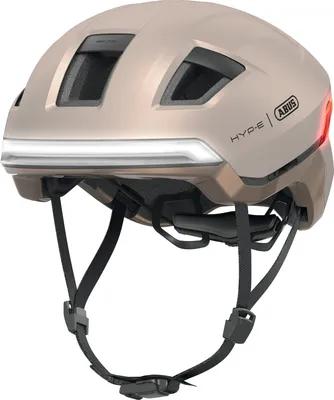 Produktbild von ABUS Fahrradhelm HYP-E - Helm mit Frontlicht, Rücklicht und Blinklicht - geeignet auch fürs Fahrradfahren auf E-Bike und S-Pedelec - für Jugendliche und Erwachsene - Beige, Größe L (57-61 cm)