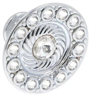 Image de Bouton pour meubles en zamac et cristal Diamètre 45mm chrome poli Lot de 6