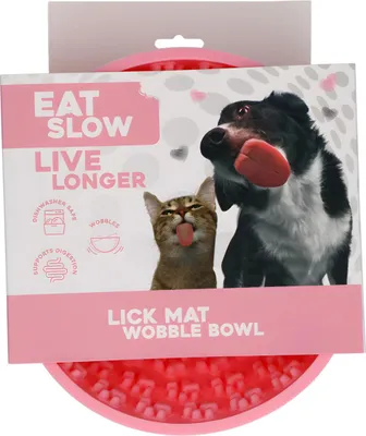Image de Eat Slow Live Longer écuelle anti-glissement Wobble rose, diamètre : 17 cm