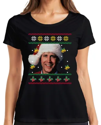 Obrázek produktu pro Clark Christmas at the Griswolds - Ošklivý vánoční svetr - dámské tričko, černá, XXL