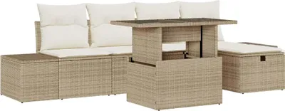 Immagine prodotto di Set Divano da Giardino 6 pcs Beige polyrattan