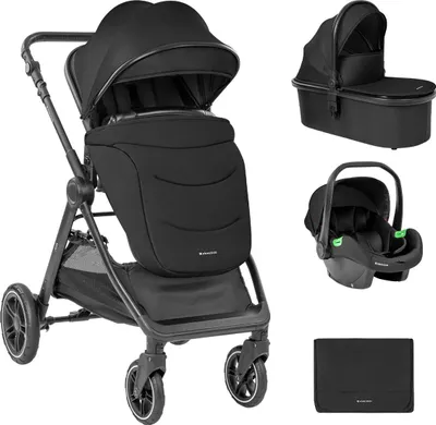 Produktbild von Kikka boo Kombikinderwagen Ava 3 in 1 Babywanne, Babyschale, Gummiräder, Tasche schwarz