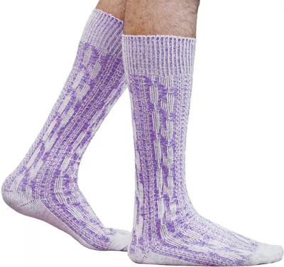 Produktbild von Trachtensocken Trachtenstrümpfe Zopfmuster 40cm, Größe:44-46, Farbe:Lila/Natur