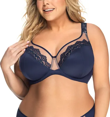 Produktbild von Gorsenia Dame Soft BH Bügeln nicht gepolstert Voll-Cup große Brüste K441 Luisse, dunkelblau, 100D