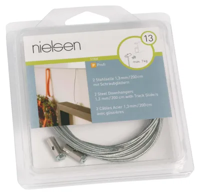 Produktbild von nielsen Stahlseil 2m inkl. Schraubgleiter für Galerieschiene (2 Stück/Packung)
