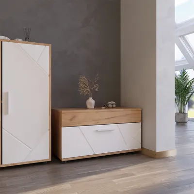 Produktbild von Vicco Wohnzimmerschrank Berno, 70.8 x 38.9 cm mit Klapptür, Goldkraft Eiche/Weiß