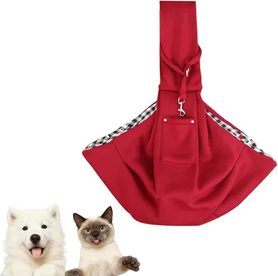Imagen del producto de Bolsa transportadora para perros, color burdeos, fabricada en poliéster, ideal para perros y gatos pequeños, con cierre de seguridad