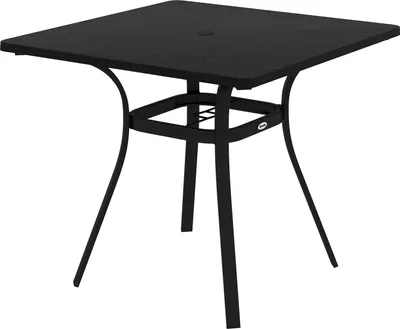 Produktbild von Gartentisch Esstisch Schirmloch Quadratisch Balkontisch 4 Personen Fußpolster Bis 70Kg Terrasse Stahl Schwarz 80X80X76Cm
