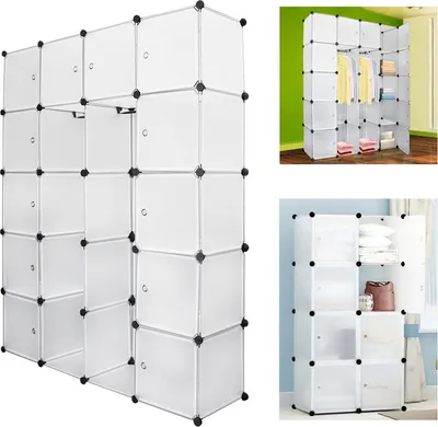 Produktbild von Yakimz Regalsystem Kleiderschrank DIY Türen Steckregal Garderobe 20 Boxen/Weiß