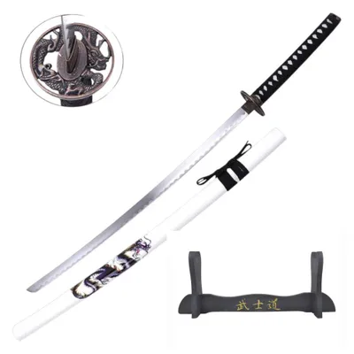 Produktbild von Japanische Katana Drachen Dekoration | Samurai Skulptur asiatische Wand oder Schreibtisch Dekoration Sammlerstück Geschenkidee mit Ständer SW1356