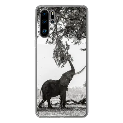 Produktbild von MuchoWow® Handyhülle Schutzhülle Hülle für Huawei P30 Pro Elefant - Baum - Tiere - Schwarz und weiß Silikon Softcase Handy Hülle - Schutzdeckel
