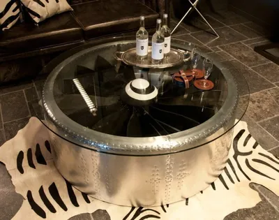 Produktbild von Casa Padrino Luxus Vintage Art Deco Couchtisch Airplane Aluminium / Glas - Glastisch - Luxus Kollektion
