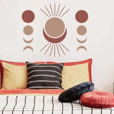 Imagen del producto de Vinilo decorativo para pared con fases lunares, modelo 035-015 – Tamaño: 460 x 460 cm