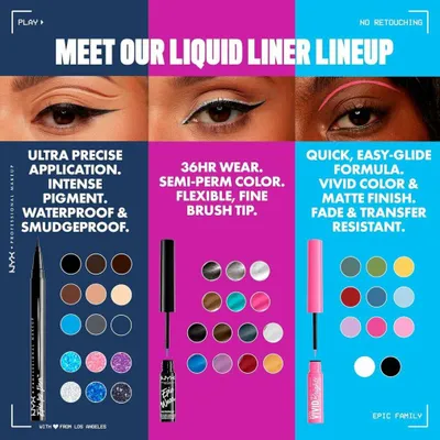 Productafbeelding van Epic Ink Liner, waterproof eyeliner, tint #10-mid(night), van Nyx Professional Make Up, 1 ml