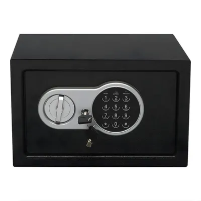 Produktbild von Kompakter Elektronischer Safe mit Zahlencode & Schlüssel – Stahlschrank 31×20×20 cm – Schwarz