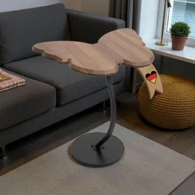 Produktbild von Beistelltisch Schmetterling – Design Side Table in Holzoptik | 56 × 61 × 41,5 cm | Kleiner Couchtisch für Sofa, Bett & Wohnzimmer | Ablagetisch