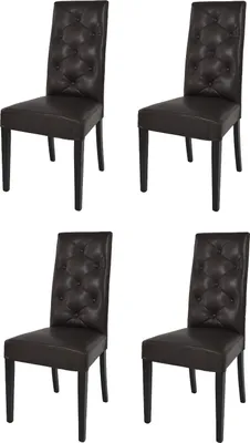 Immagine prodotto di t m c s Tommychairs - Set di 4 sedie moderne CHANTAL per cucina e sala da pranzo, struttura robusta in legno di faggio laccato colore wengé, imbottita e rivestita in Pelle finta colore marrone