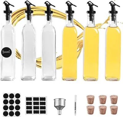 Image de Lot de 6 bouteilles en verre de 500 ml avec distributeur et accessoires