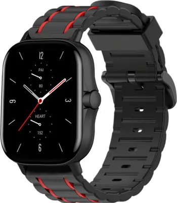 Produktbild von Strap-it Xiaomi Amazfit GTS 2 Sport Schnallenarmband (Schwarz/Rot)