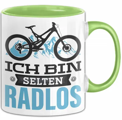 Produktbild von Radfahrer Tasse Geschenk Ich Bin Selten Radlos Fahrrad Spruch (Grün)