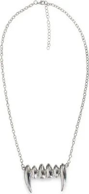 Produktbild von Metall Kette Vampirzähne Silber 60 cm Lang Halloween Horror Karneval Fasching