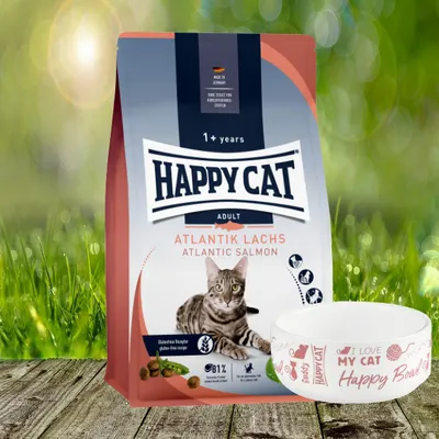 Produktbild von Happy Cat Culinary Adult Atlantik-Lachs 4 kg + Gratis Futternapf