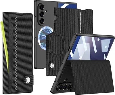 Obrázok produktu pre Pre Samsung Galaxy Z Fold7 GKK MagSafe Full Cover Split Flip Leather Case Carbon