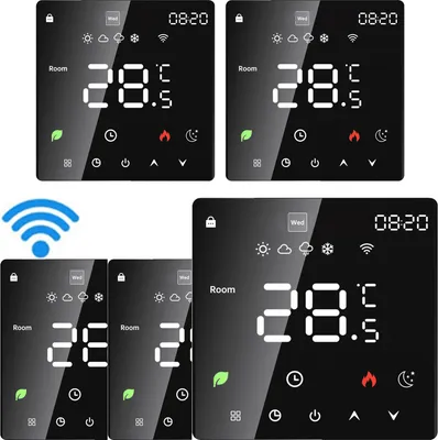 Zdjęcie produktu dla 5X Termostat Tuya Wifi, cyfrowy termostat pokojowy LCD Termostat ścienny Termostat podtynkowy Ogrzewanie podłogowe do podgrzewacza wody / kotła z funkcją programowania tygodniowego, czarny