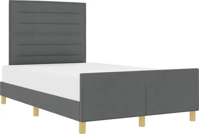 Zdjęcie produktu dla vidaXL Rama łóżka z zagłówkiem ciemnoszara 160 x 200 cm tkanina
