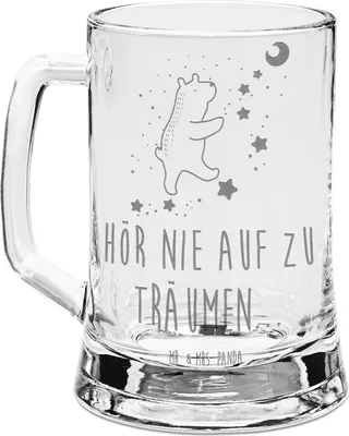 Produktbild von Mr. & Mrs. Panda Bierkrug Glas Bär Träume - Transparent - Geschenk, Traumdeutung, Seidel, Gravur, Traum, Humpen, Krug, Träumen, Teddy